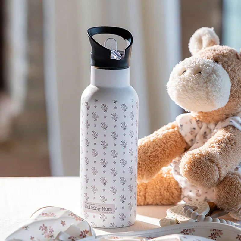 Παγούρι - Θερμός 500ml Με Καλαμάκι Walking Mum Botton Flowers