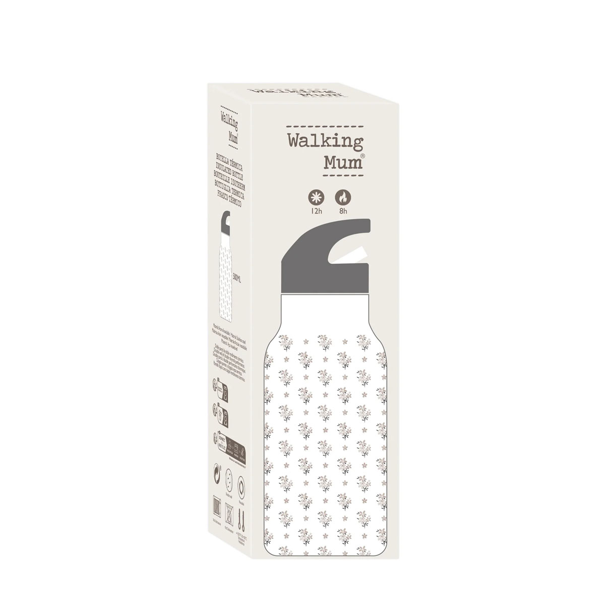 Παγούρι - Θερμός 500Ml με Καλαμάκι Walking Mum Botton Flowers Home Παιδικά Είδη Φαγητού & Αξεσουάρ Σερβιρίσματος Spitishop