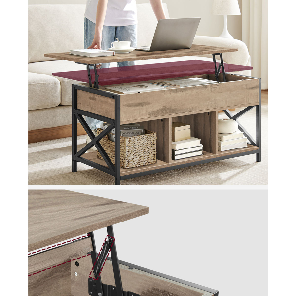 Τραπέζι Σαλονιού Με Σερβιτόρο & 3 Ράφια (100x50x49) Vasagle LCT202B50