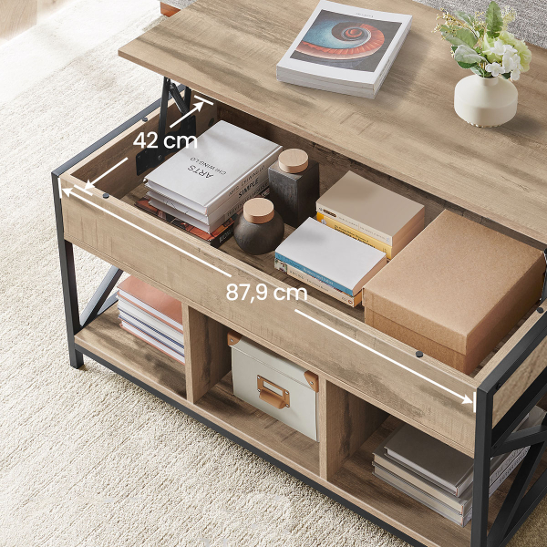 Τραπέζι Σαλονιού Με Σερβιτόρο & 3 Ράφια (100x50x49) Vasagle LCT202B50