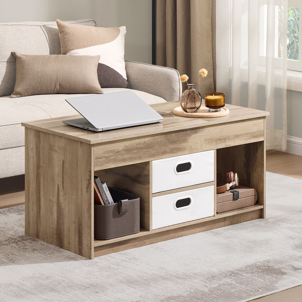 Τραπέζι Σαλονιού Με Σερβιτόρο Ράφια & Συρτάρια (100x50x48.5) Vasagle LCT210L01