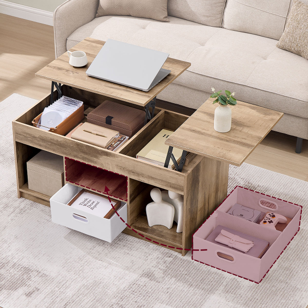 Τραπέζι Σαλονιού Με Σερβιτόρο Ράφια & Συρτάρια (100x50x48.5) Vasagle LCT210L01