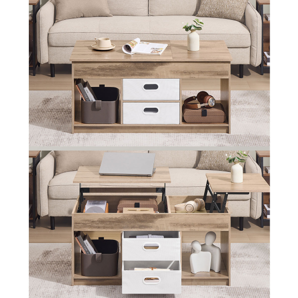 Τραπέζι Σαλονιού Με Σερβιτόρο Ράφια & Συρτάρια (100x50x48.5) Vasagle LCT210L01