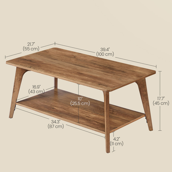 Τραπέζι Σαλονιού Με Ράφι (100x55x45) Vasagle LCT249K01