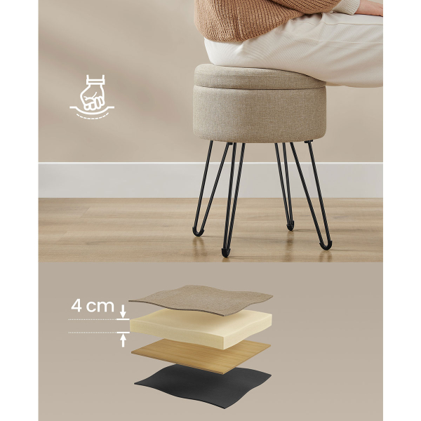 Σκαμπό Με Αποθηκευτικό Χώρο (Φ32.5x44.1) Songmics LOM002K01