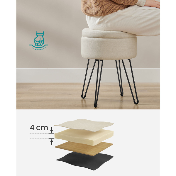 Σκαμπό Με Αποθηκευτικό Χώρο (Φ32.5x44.1) Songmics LOM002W01