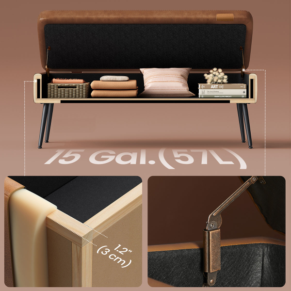 Ταμπουρέ Με Αποθηκευτικό Χώρο (120x40x45) Vasagle LOM074K01