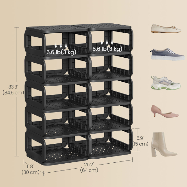 Ράφια Αποθήκευσης - Παπουτσοθήκη 10τμχ Songmics LPC038B01