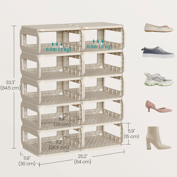 Ράφια Αποθήκευσης - Παπουτσοθήκη 10τμχ Songmics LPC038K01