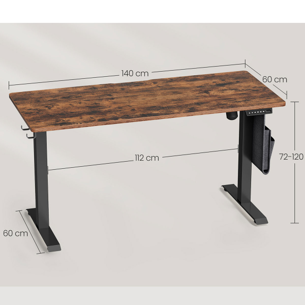 Ηλεκτρικό Γραφείο (140x60x72/120) Με Ρυθμιζόμενο Ύψος Vasagle LSD174KD01