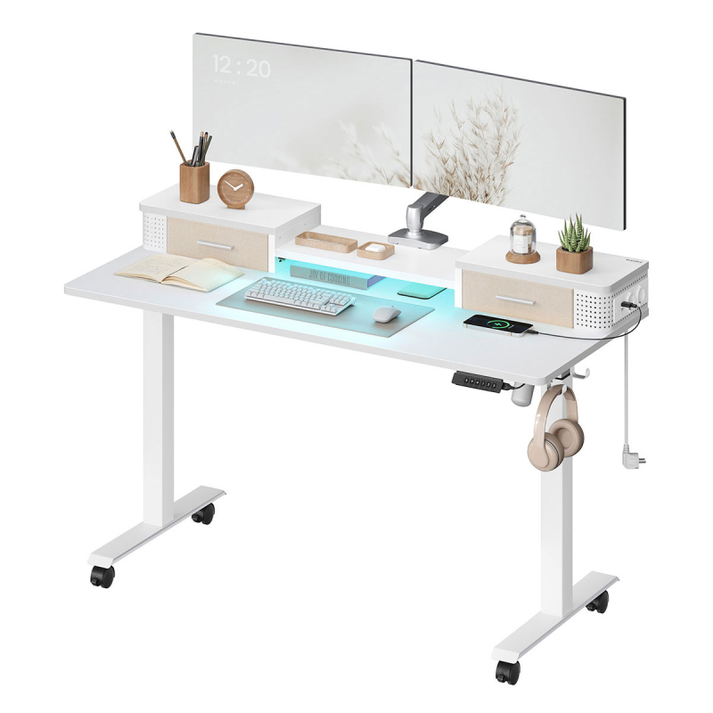 Ηλεκτρικό Γραφείο Με Ενσωματωμένες Πρίζες (140x60x72/120) & Ρυθμιζόμενο Ύψος Vasagle LSD184WZ01