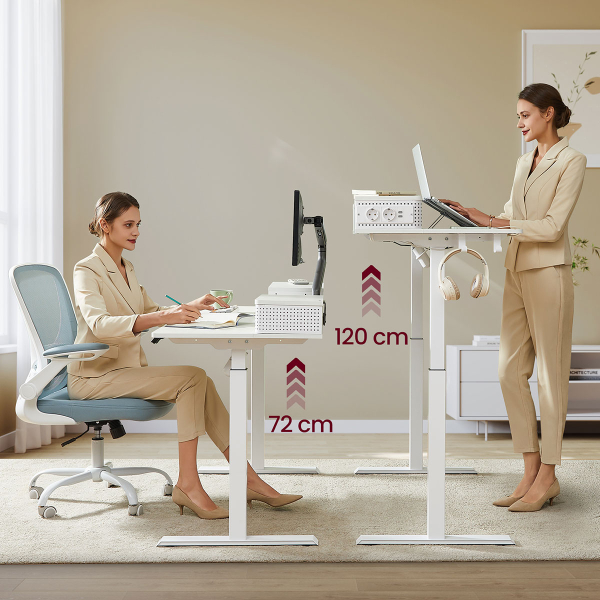 Ηλεκτρικό Γραφείο Με Ενσωματωμένες Πρίζες (140x60x72/120) & Ρυθμιζόμενο Ύψος Vasagle LSD184WZ01