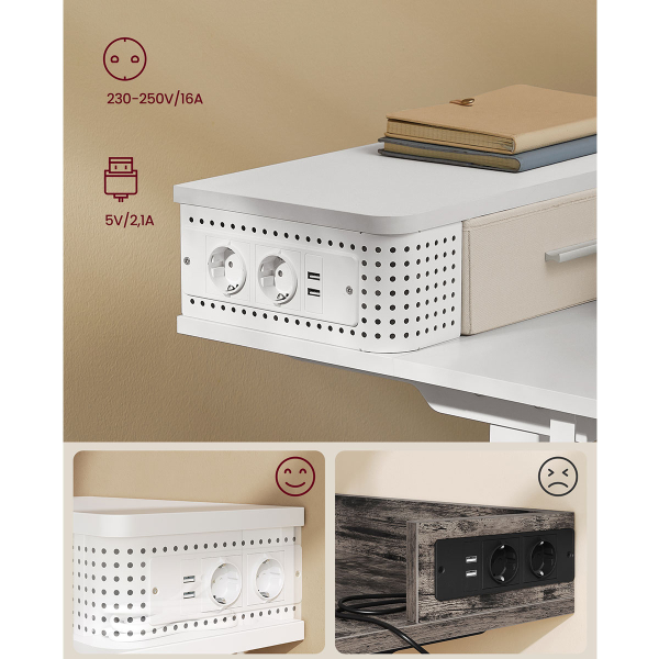 Ηλεκτρικό Γραφείο Με Ενσωματωμένες Πρίζες (140x60x72/120) & Ρυθμιζόμενο Ύψος Vasagle LSD184WZ01