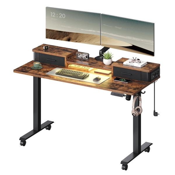 Ηλεκτρικό Γραφείο Με Ενσωματωμένες Πρίζες (140x60x72/120) & Ρυθμιζόμενο Ύψος Vasagle LSD184KD02