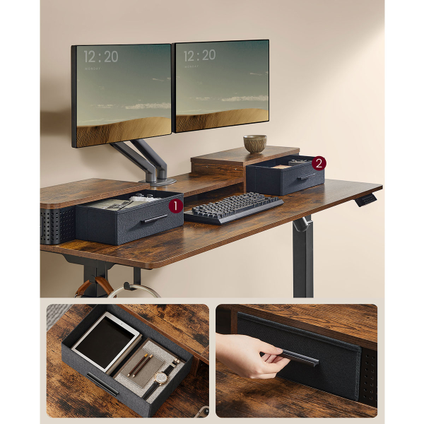 Ηλεκτρικό Γραφείο Με Ενσωματωμένες Πρίζες (140x60x72/120) & Ρυθμιζόμενο Ύψος Vasagle LSD184KD02