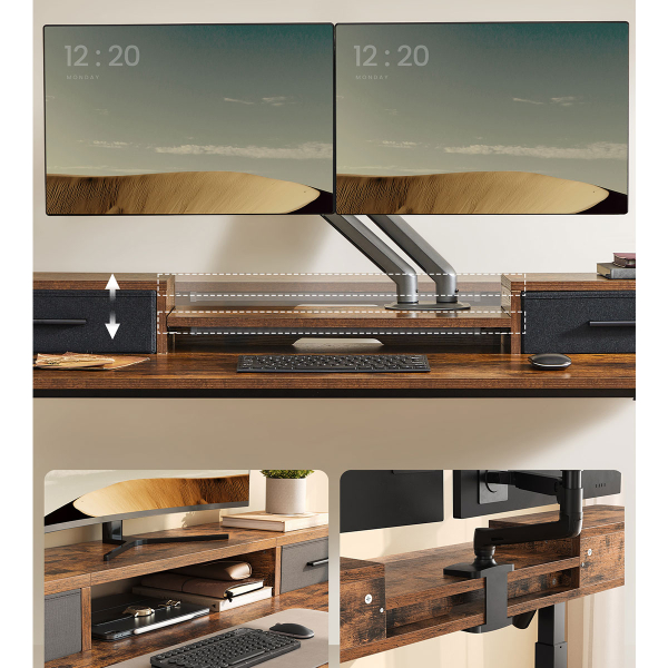 Ηλεκτρικό Γραφείο Με Ενσωματωμένες Πρίζες (140x60x72/120) & Ρυθμιζόμενο Ύψος Vasagle LSD184KD02