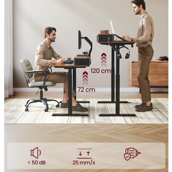 Ηλεκτρικό Γραφείο Με Ενσωματωμένες Πρίζες (140x60x72/120) & Ρυθμιζόμενο Ύψος Vasagle LSD184KD02