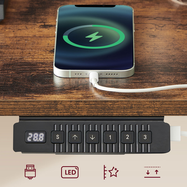 Ηλεκτρικό Γραφείο Με Ενσωματωμένες Πρίζες (140x60x72/120) & Ρυθμιζόμενο Ύψος Vasagle LSD184KD02