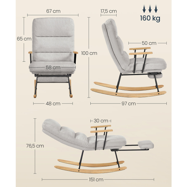 Πολυθρόνα Relax Κουνιστή (97x64x100) Songmics LYY016GD01