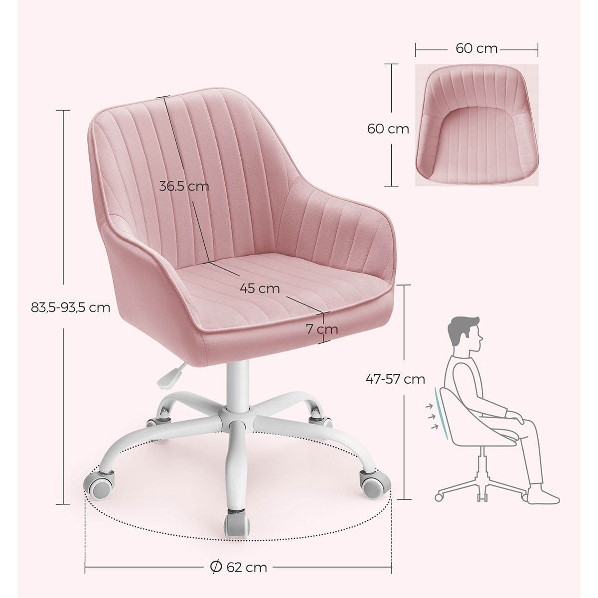 Καρέκλα Γραφείου (62x62x93.5) Songmics OBG012R11 φωτογραφία