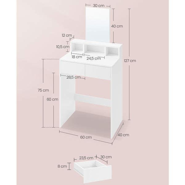 Μπουντουάρ Με Καθρέφτη (60x40x127) Vasagle RDT103W01
