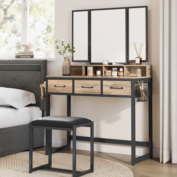 Μπουντουάρ Με Καθρέφτη & Σκαμπό (90x40x141) Vasagle RVT004B50