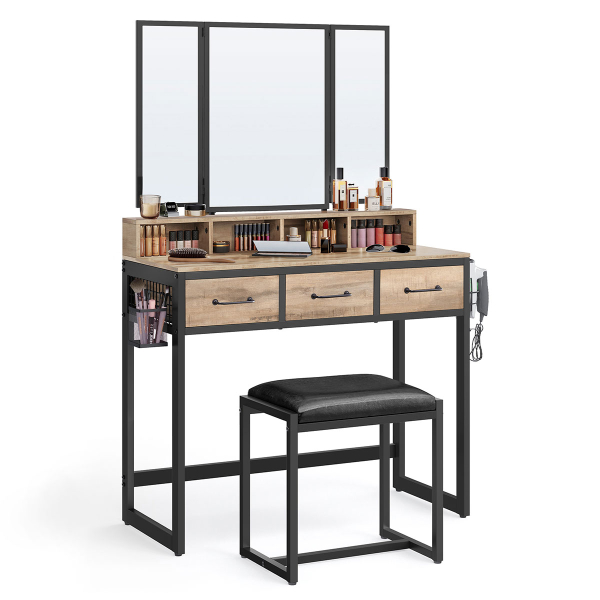 Μπουντουάρ Με Καθρέφτη & Σκαμπό (90x40x141) Vasagle RVT004B50