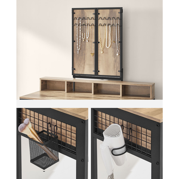 Μπουντουάρ Με Καθρέφτη & Σκαμπό (90x40x141) Vasagle RVT004B50