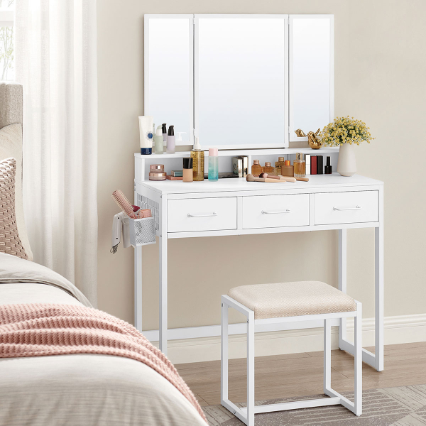 Μπουντουάρ Με Καθρέφτη & Σκαμπό (90x40x141) Vasagle RVT004W14V1