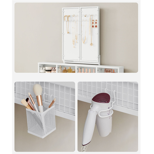 Μπουντουάρ Με Καθρέφτη & Σκαμπό (90x40x141) Vasagle RVT004W14V1