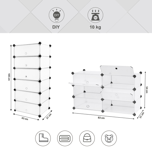 Κουτιά Αποθήκευσης - Παπουτσοθήκη 6τμχ Songmics LPC06W