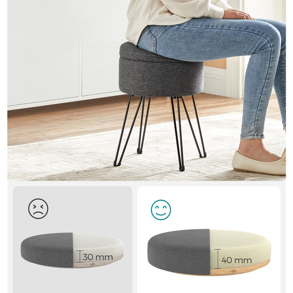 Σκαμπό Με Αποθηκευτικό Χώρο (Φ32.5x44.1) Songmics LOM002G01