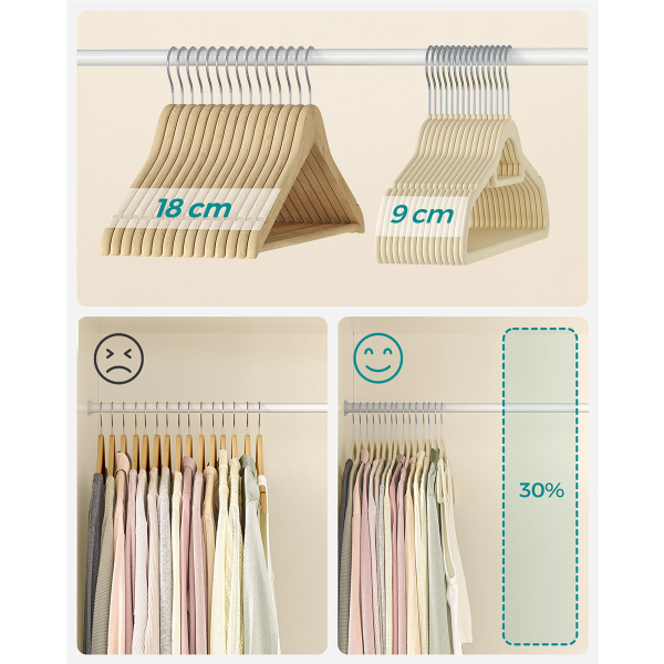 Βελουτέ Κρεμάστρες Ρούχων (Σετ 20τμχ) Songmics CRF020M20