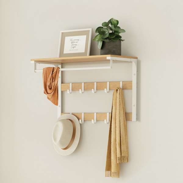 Κρεμάστρα Τοίχου 10 Θέσεων Με Ράφι (65x30x42) Vasagle LCR101W09