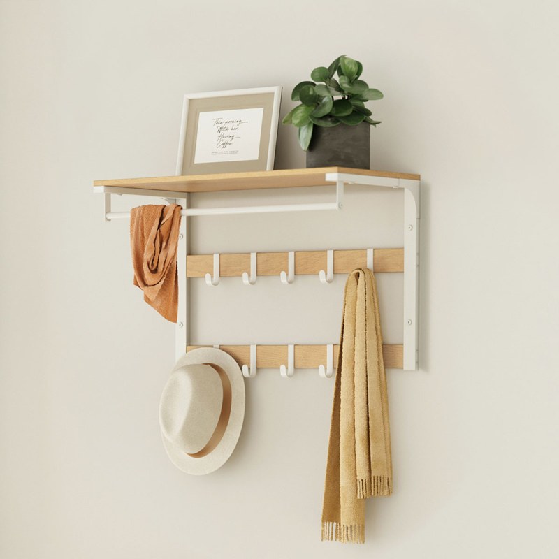 Κρεμάστρα Τοίχου 10 Θέσεων Με Ράφι (65x30x42) Vasagle LCR101W09