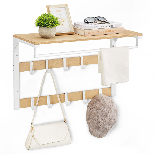 Κρεμάστρα Τοίχου 10 Θέσεων Με Ράφι (65x30x42) Vasagle LCR101W09