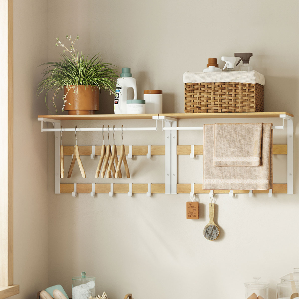 Κρεμάστρα Τοίχου 10 Θέσεων Με Ράφι (65x30x42) Vasagle LCR101W09