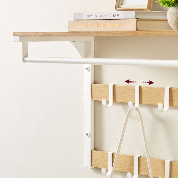 Κρεμάστρα Τοίχου 10 Θέσεων Με Ράφι (65x30x42) Vasagle LCR101W09