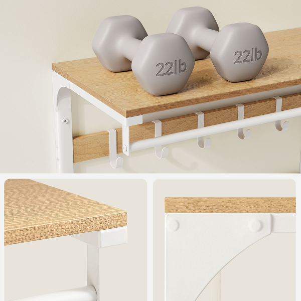 Κρεμάστρα Τοίχου 10 Θέσεων Με Ράφι (65x30x42) Vasagle LCR101W09