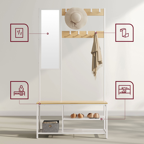 Έπιπλο Εισόδου Με Καθρέφτη (98x36x185) Vasagle HSR050W09V1