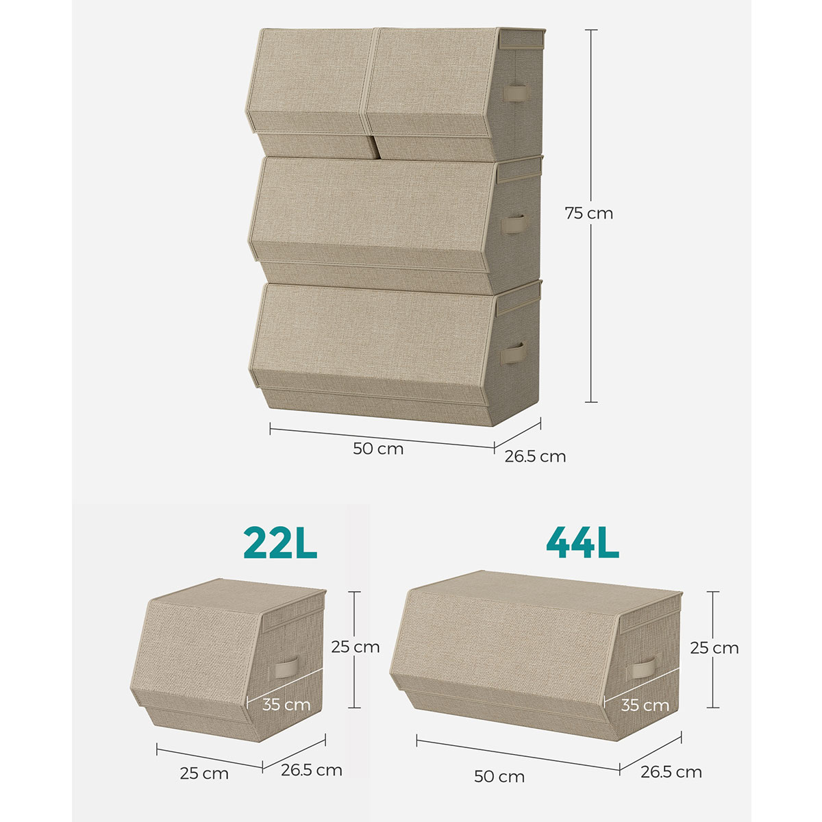Κουτιά Αποθήκευσης (Σετ 4Τμχ) Songmics Rlb022Y02V1 Home Οργάνωση & Αποθήκευση Ντουλάπας Spitishop