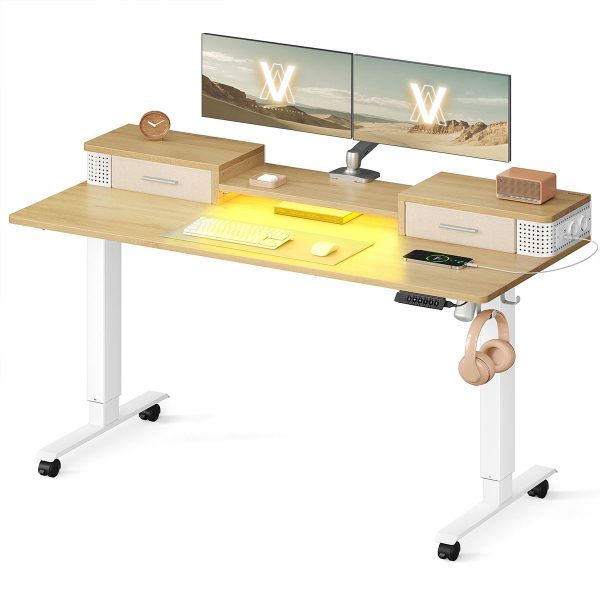 Ηλεκτρικό Γραφείο Με Ενσωματωμένες Πρίζες (140x60x72/120) & Ρυθμιζόμενο Ύψος Vasagle LSD184YD01