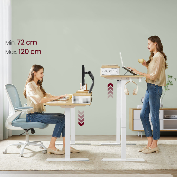 Ηλεκτρικό Γραφείο Με Ενσωματωμένες Πρίζες (140x60x72/120) & Ρυθμιζόμενο Ύψος Vasagle LSD184YD01