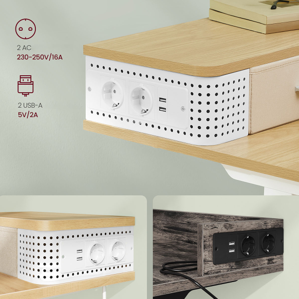 Ηλεκτρικό Γραφείο Με Ενσωματωμένες Πρίζες (140x60x72/120) & Ρυθμιζόμενο Ύψος Vasagle LSD184YD01