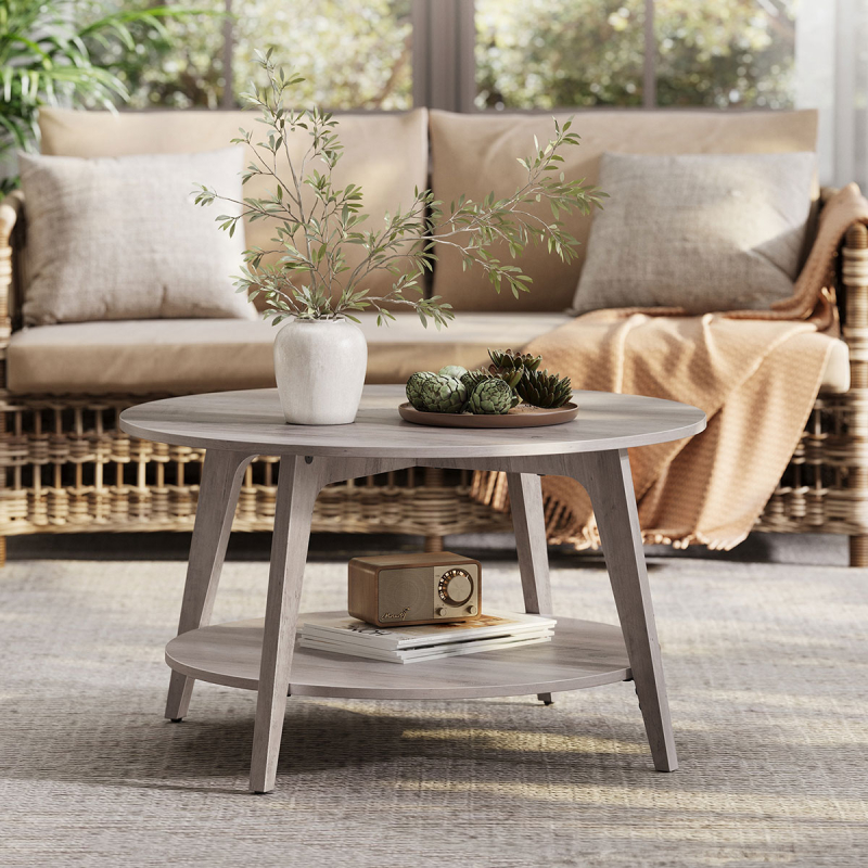 Τραπέζι Σαλονιού Με Ράφι (Φ80x45) Vasagle LCT243K02V1