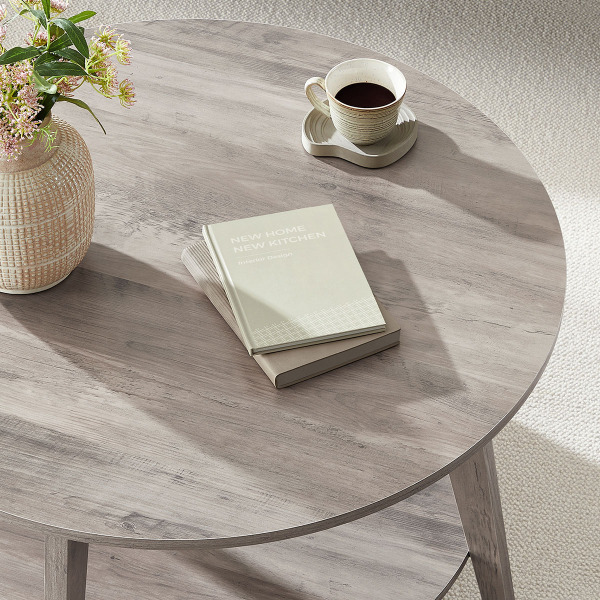 Τραπέζι Σαλονιού Με Ράφι (Φ80x45) Vasagle LCT243K02V1