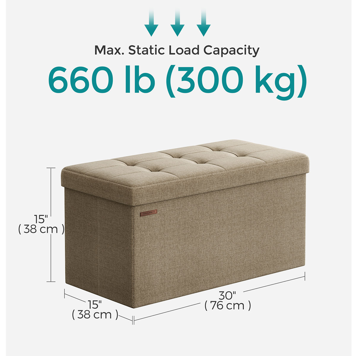 Ταμπουρέ με Αποθηκευτικό Χώρο (76X38X38) Songmics Lsf047K51 Home Έπιπλα Spitishop