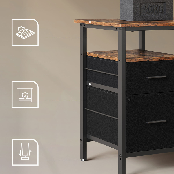 Γωνιακό Γραφείο Υπολογιστή Με Ενσωματωμένες Πρίζες - Led & Τηλεχειριστήριο (150x120x89) Vasagle LWD095K01