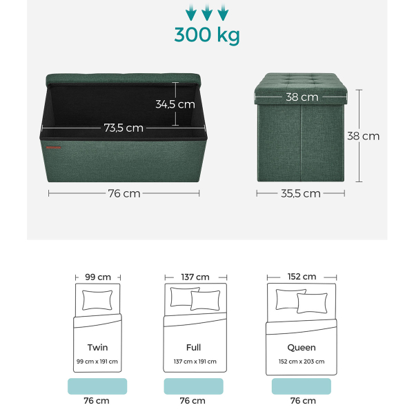 Ταμπουρέ Με Αποθηκευτικό Χώρο (76x38x38) Songmics LSF047C51