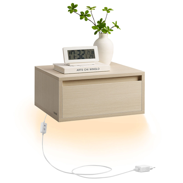 Επιτοίχιο Κομοδίνο Με Συρτάρι & Led (40x35x19) Vasagle LET654N01